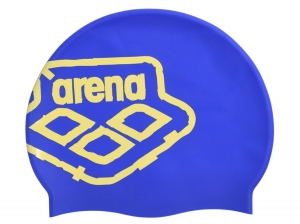 Шапочка Arena Team Stripe, neon blue/butter
